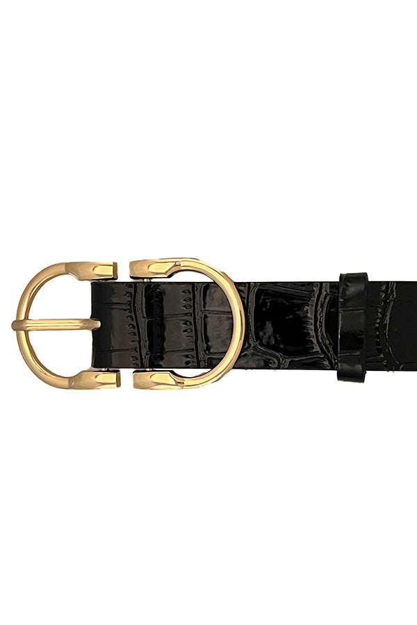 Croc Pattern Detail Faux Leather Belt