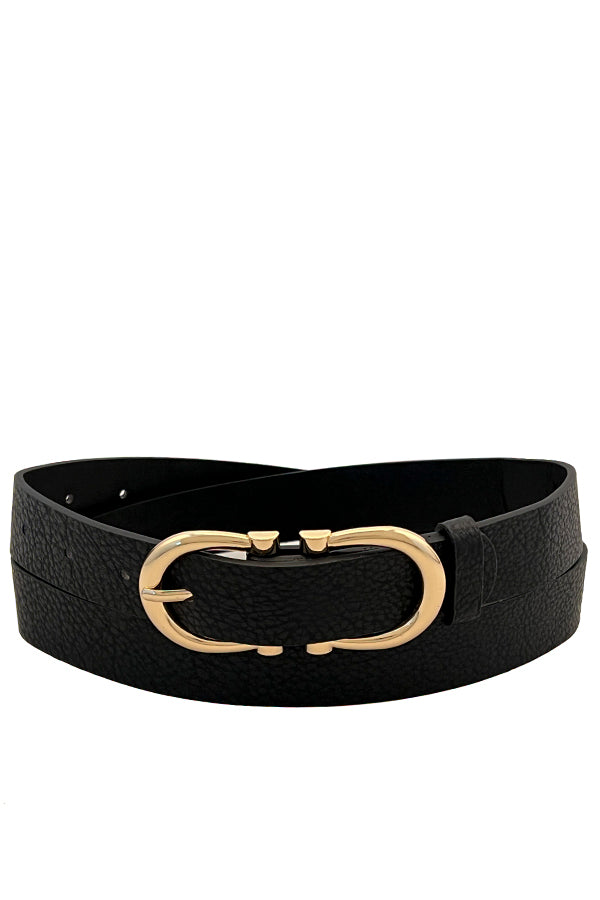 Double Fahion Buckle Faux Leather Belt