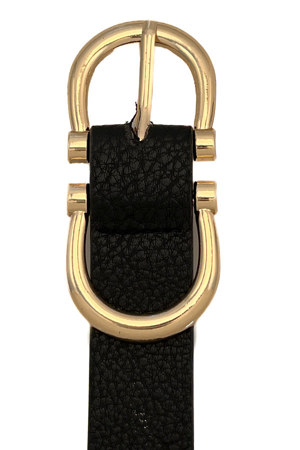 Double Fahion Buckle Faux Leather Belt