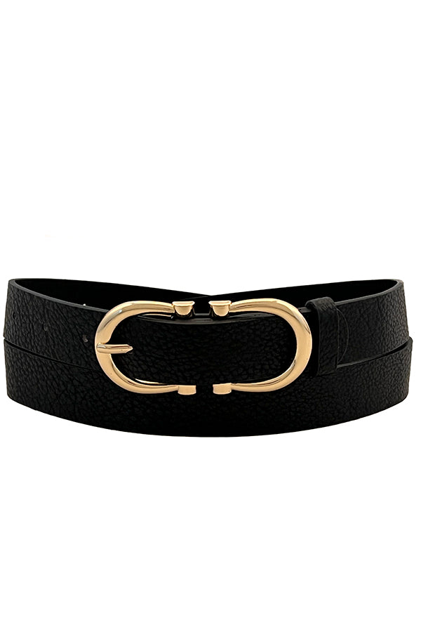 Double Fahion Buckle Faux Leather Belt