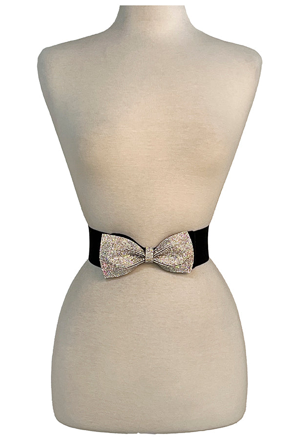 Rhinestone Bow Fashion Stretch Belt