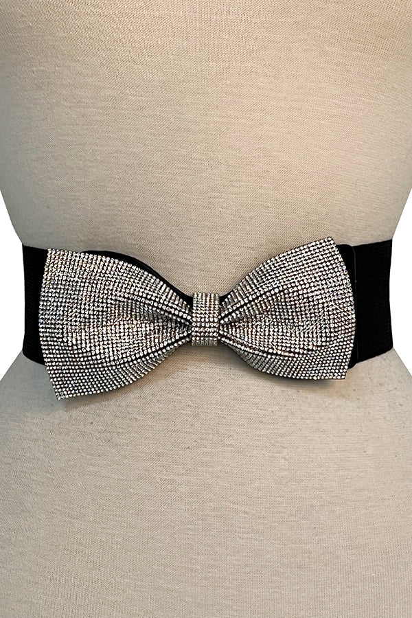 Rhinestone Bow Fashion Stretch Belt