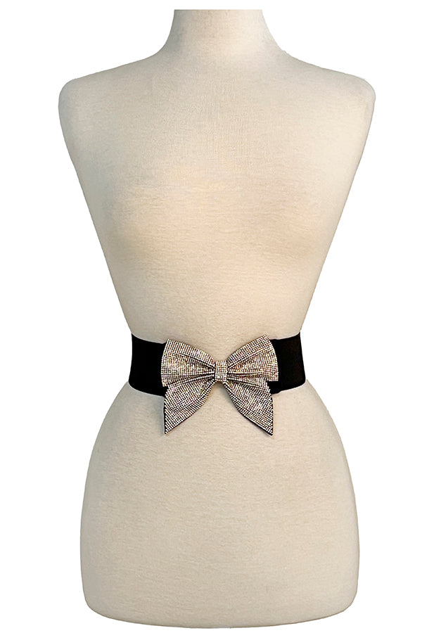 Rhinestone Ribbon Stretch Belt