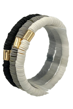 Rubber Disk Bead Multi Bracelet Set