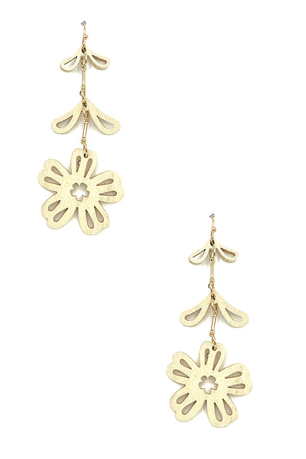 Wooden Floral Cut Out Earring