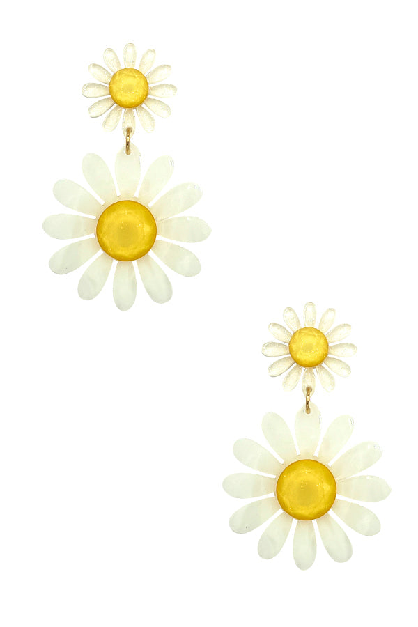 Double Link Acrylic Floral Earring
