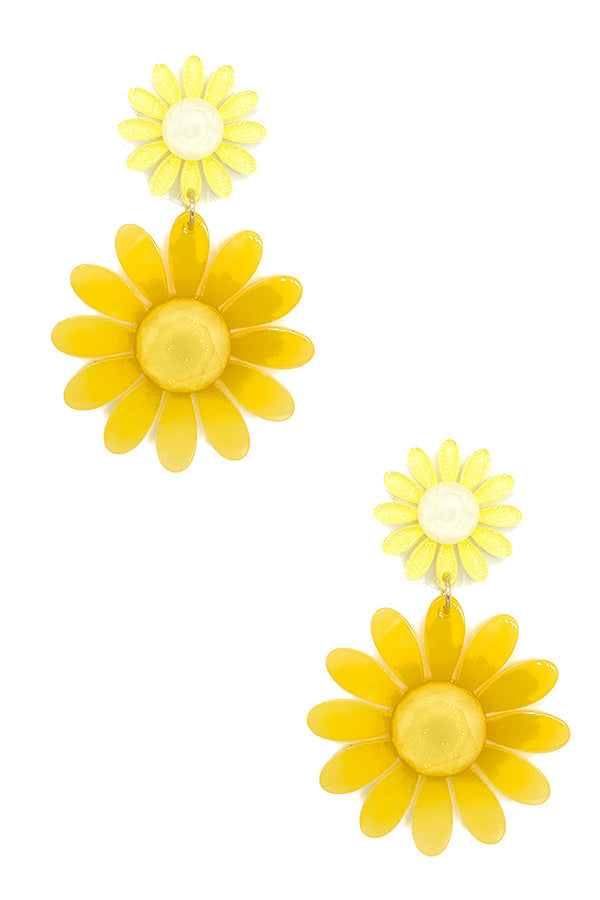 Double Link Acrylic Floral Earring
