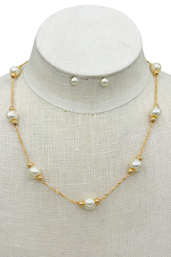 Pearl Twist Chain Necklace Set