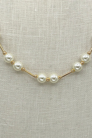 Pearl Bar Link Necklace Set