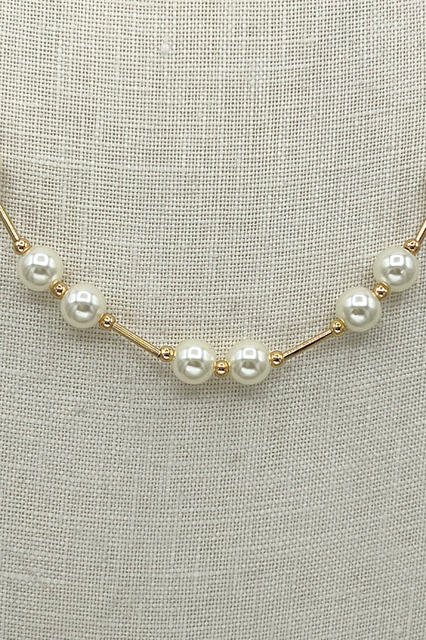 Pearl Bar Link Necklace Set