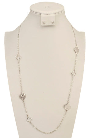 Elongated Clover Station Necklace Set