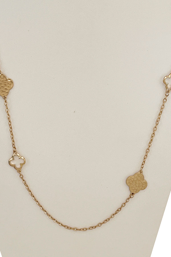 Elongated Clover Station Necklace Set