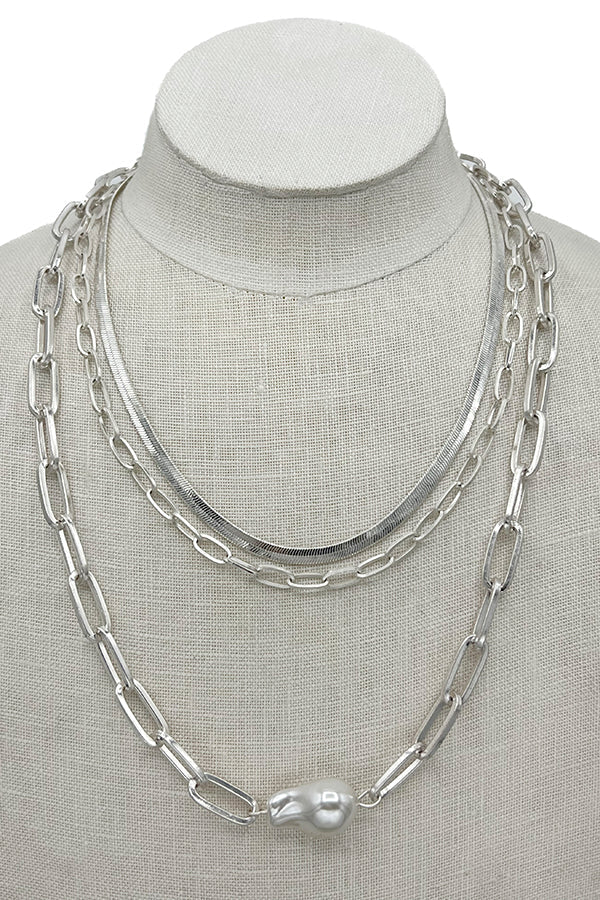 Mix Multi Chain Pearl Necklace