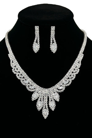 Marquise Rhinestone Pave Evening Necklace Set