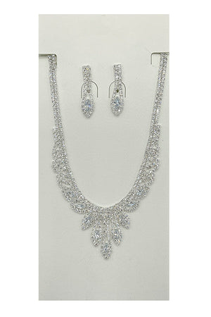 Marquise Rhinestone Pave Evening Necklace Set