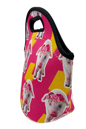 Pig Head Print Insulated Lunch Bag