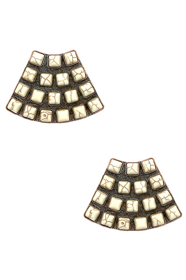 Square Gem Accent Post Earring