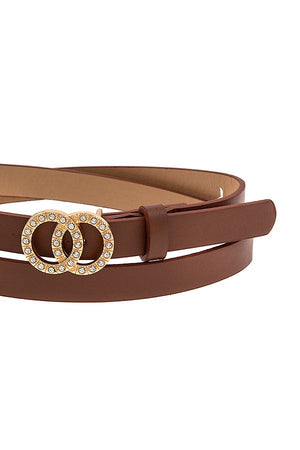 Thin Rhinestone Pave Infinity Buckle Belt