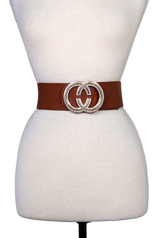 CC Rhinestne Pave Fashion Stretch Belt