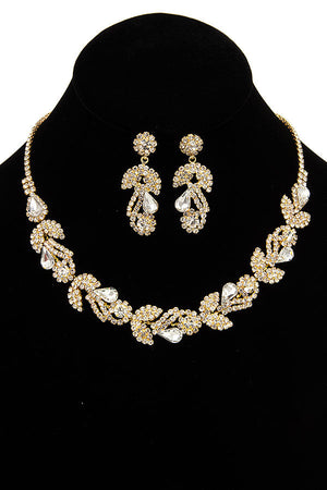 RHINESTONE AND CRYSTAL GEM PAVE EVENING NECKLACE SET