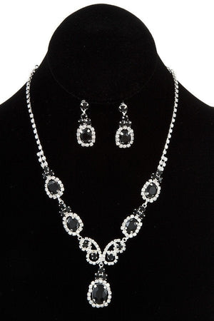 RHINESTONE AND GEM LINK EVENING NECKLACE SETS