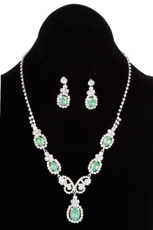 RHINESTONE AND GEM LINK EVENING NECKLACE SETS