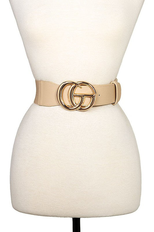 Solid Fashion Buckle Stretch Belt