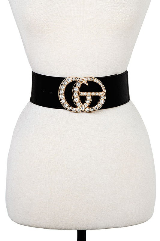 Crystal Gem Pave Buckle Stretch Belt