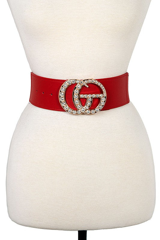 Crystal Gem Pave Buckle Stretch Belt