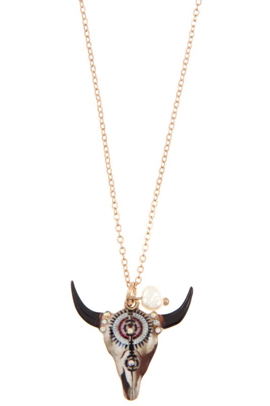 ROUND PATTERN BULL PENDANT NECKLACE SET